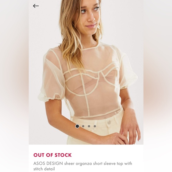ASOS Design sheer organza short sleeve top with stitch detail - NWOT - Picture 2 of 9